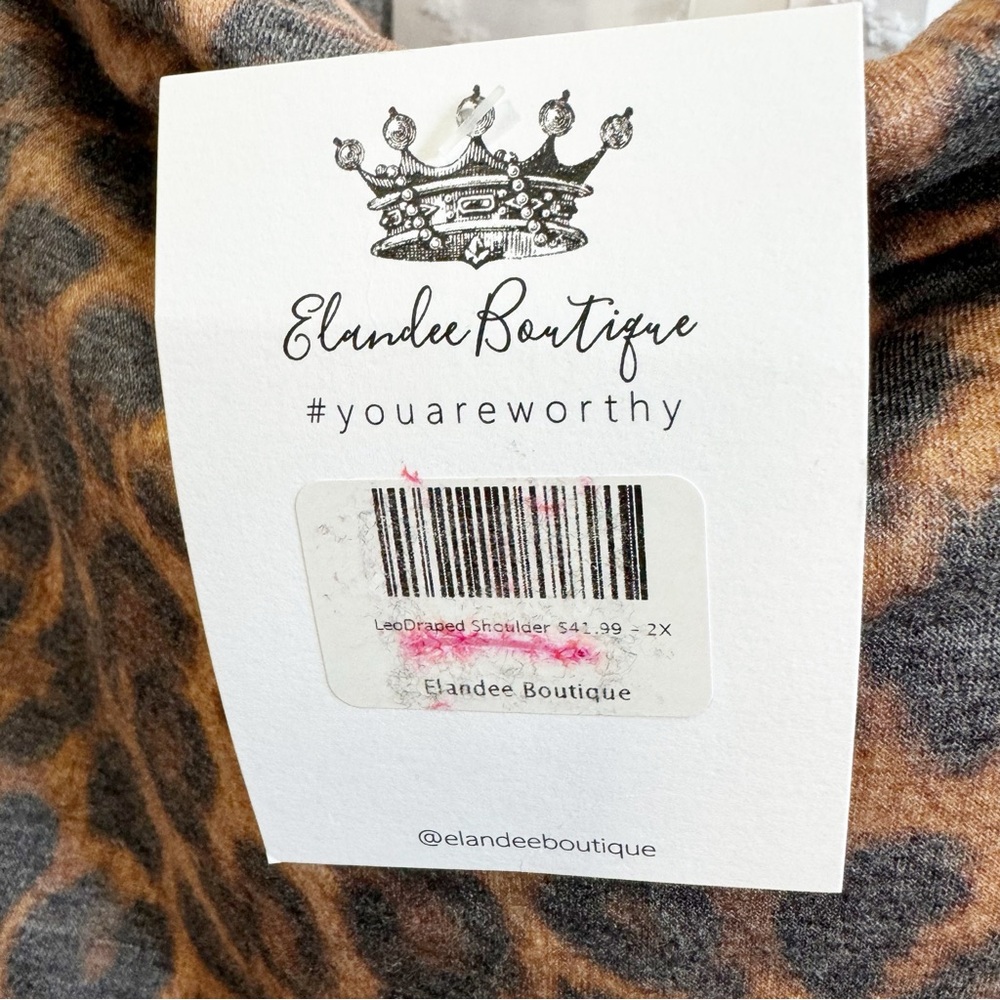🥈 498. Lucky & Blessed Leopard Drape Top Fold Over Off-Shoulder Oversized 3X - Picture 6 of 6